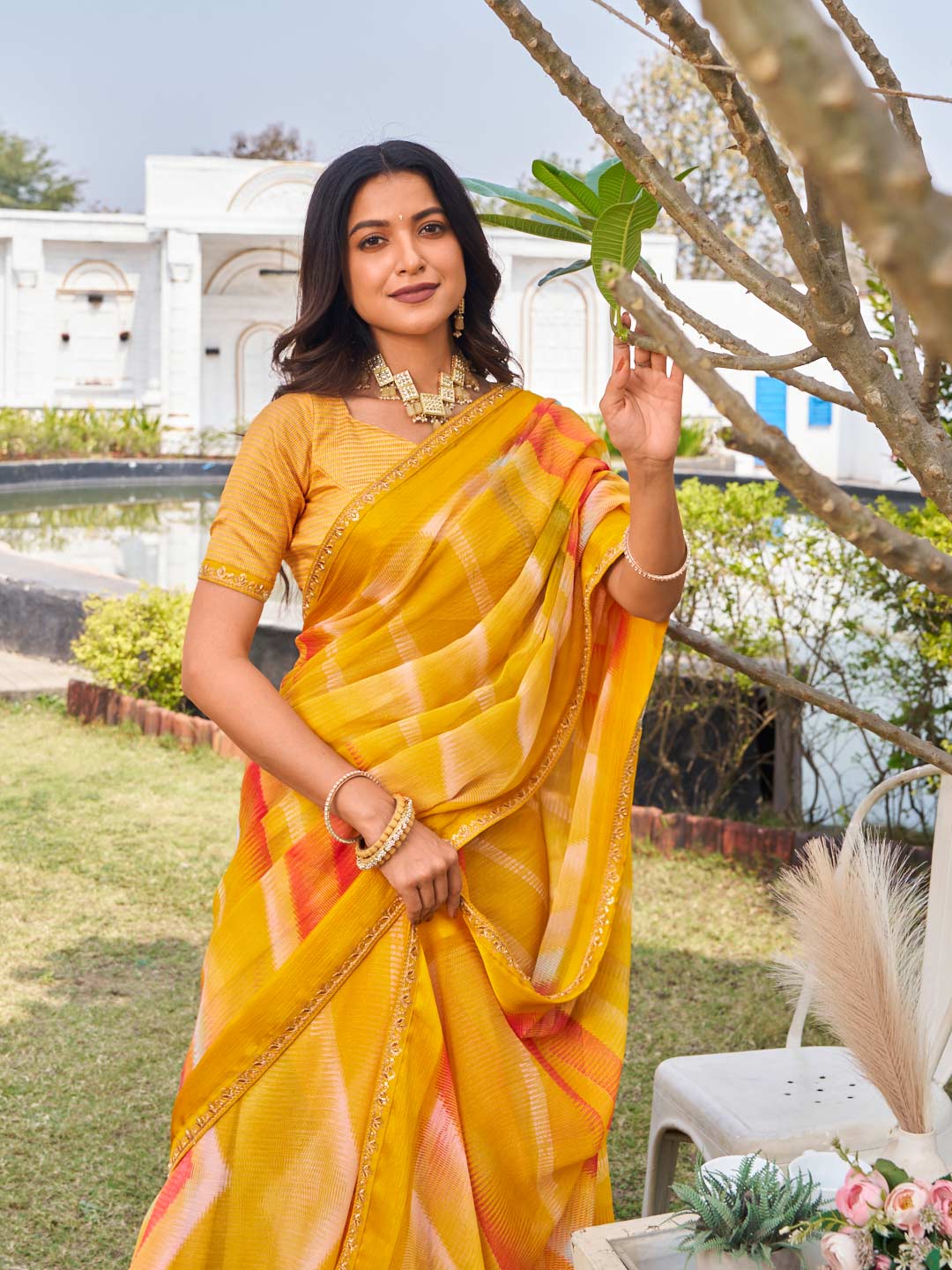 lightweight chiffon printed saree 