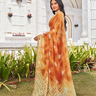  brown chiffon saree for festive wear