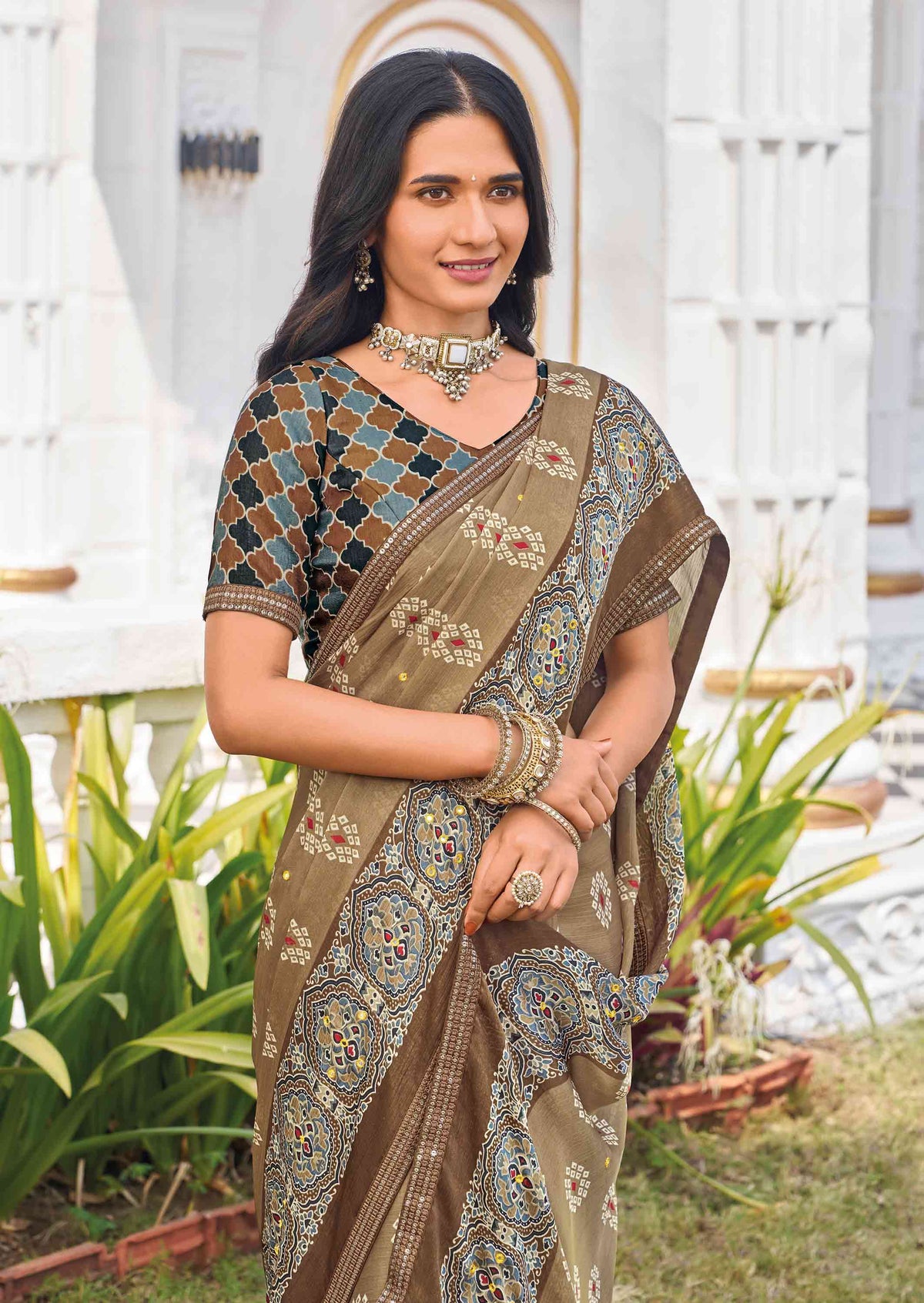 elegant silk printed saree