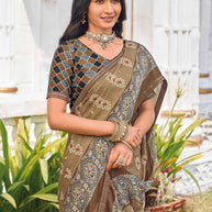 elegant silk printed saree