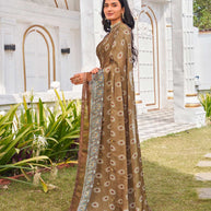 designer brown silk printed saree 