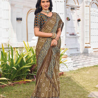 brown silk saree for festive wear