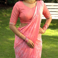 Pink floral self-design georgette saree party wear