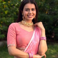  Pink floral printed georgette saree festive wear