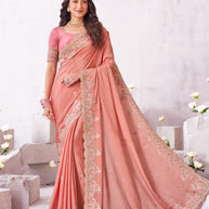 Laxmipati Arpita Pink Chiffon Embroidered Saree