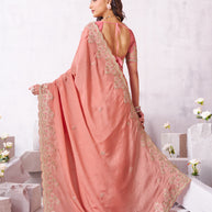 Laxmipati Arpita Pink Chiffon Embroidered Saree