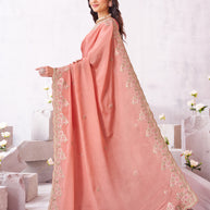 Laxmipati Arpita Pink Chiffon Embroidered Saree