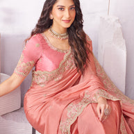 Laxmipati Arpita Pink Chiffon Embroidered Saree