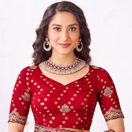 Laxmipati Arpita Red Chiffon Embroidered Saree