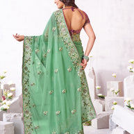 Laxmipati Arpita Green Tissue Organza Embroidered Saree