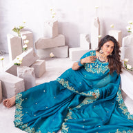 Laxmipati Arpita Blue Tissue Organza Embroidered Saree