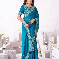 Laxmipati Arpita Blue Tissue Organza Embroidered Saree