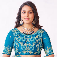 Laxmipati Arpita Blue Tissue Organza Embroidered Saree