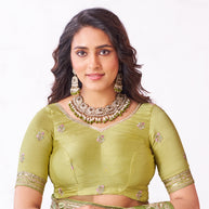 Laxmipati Arpita Green Chiffon Embroidered Saree