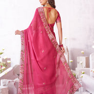 Laxmipati Arpita Pink Silk Blend Embroidered Saree
