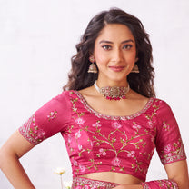 Laxmipati Arpita Pink Silk Blend Embroidered Saree