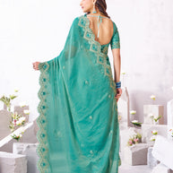 Laxmipati Arpita Blue Silk Blend Embroidered Saree