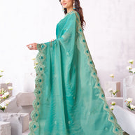 Laxmipati Arpita Blue Silk Blend Embroidered Saree