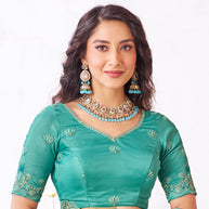 Laxmipati Arpita Blue Silk Blend Embroidered Saree