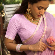 Lavender embroidered chiffon saree wedding wear
