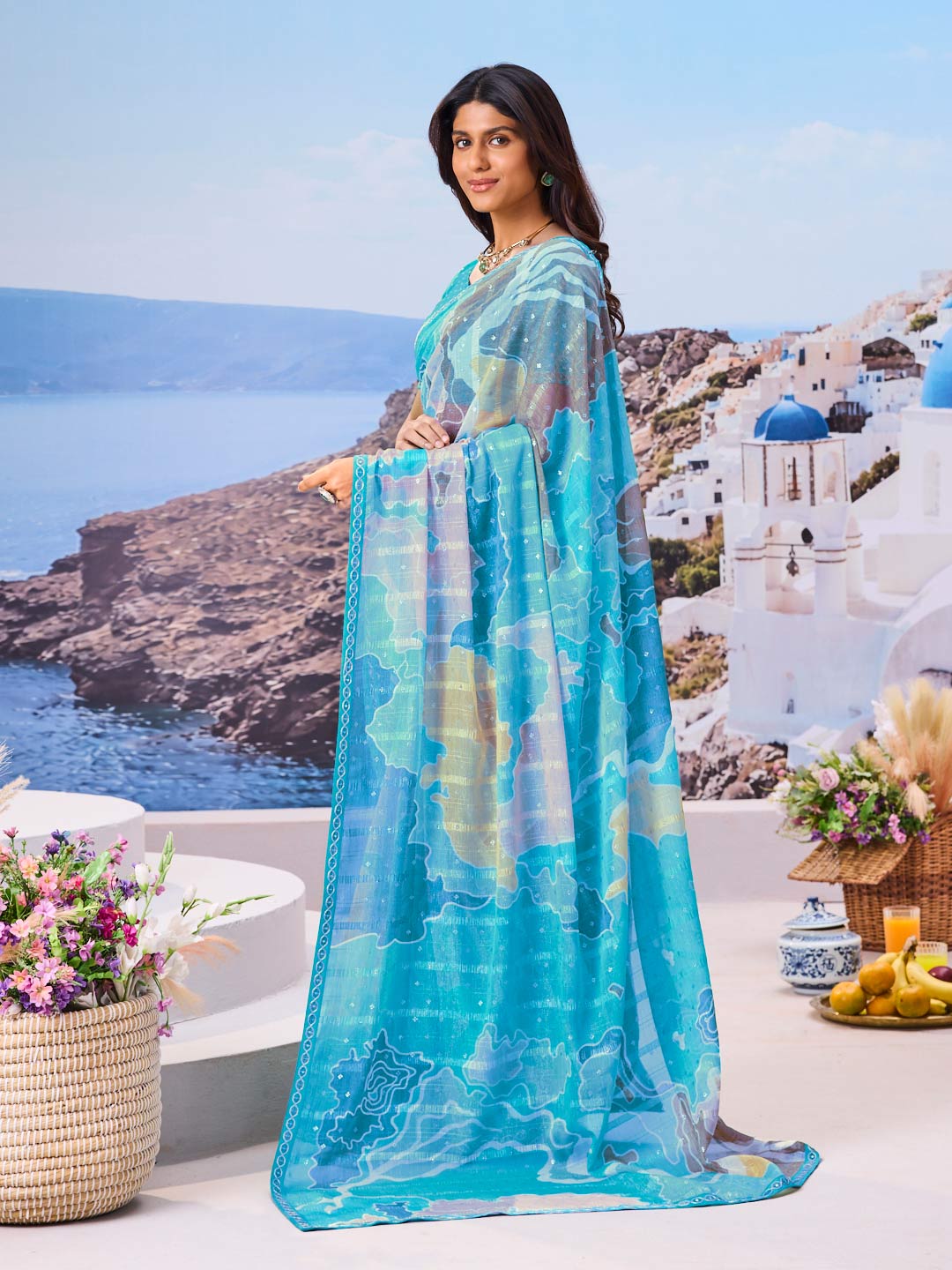 Trendy printed saree