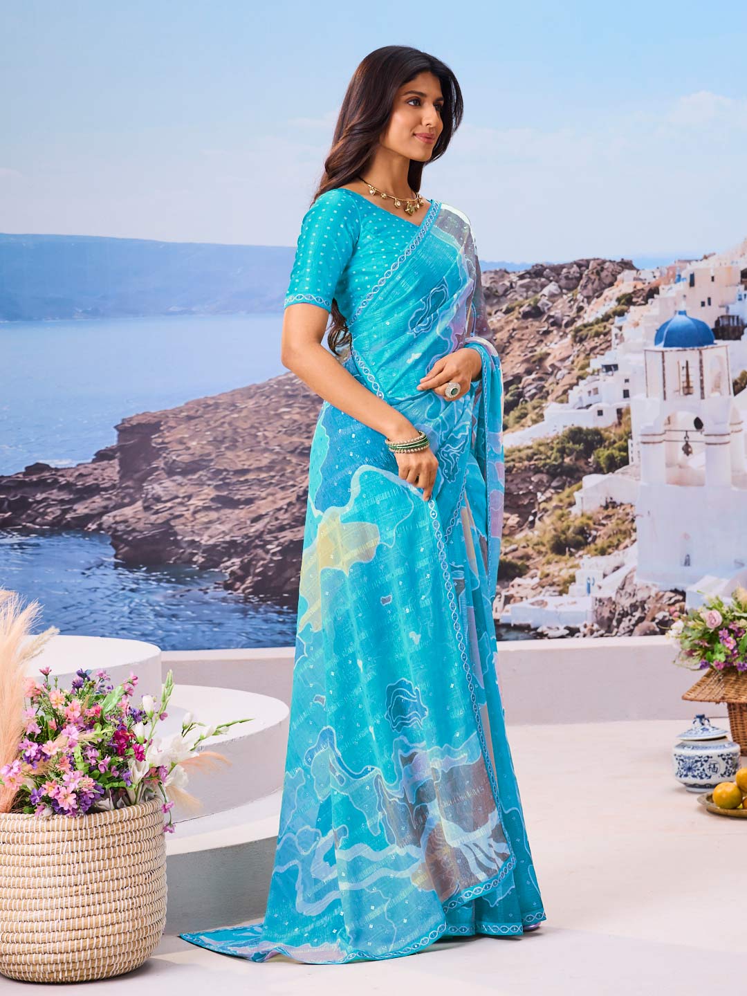 Stylish blue saree