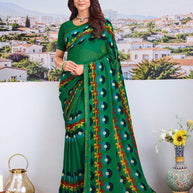 Green modern print saree
