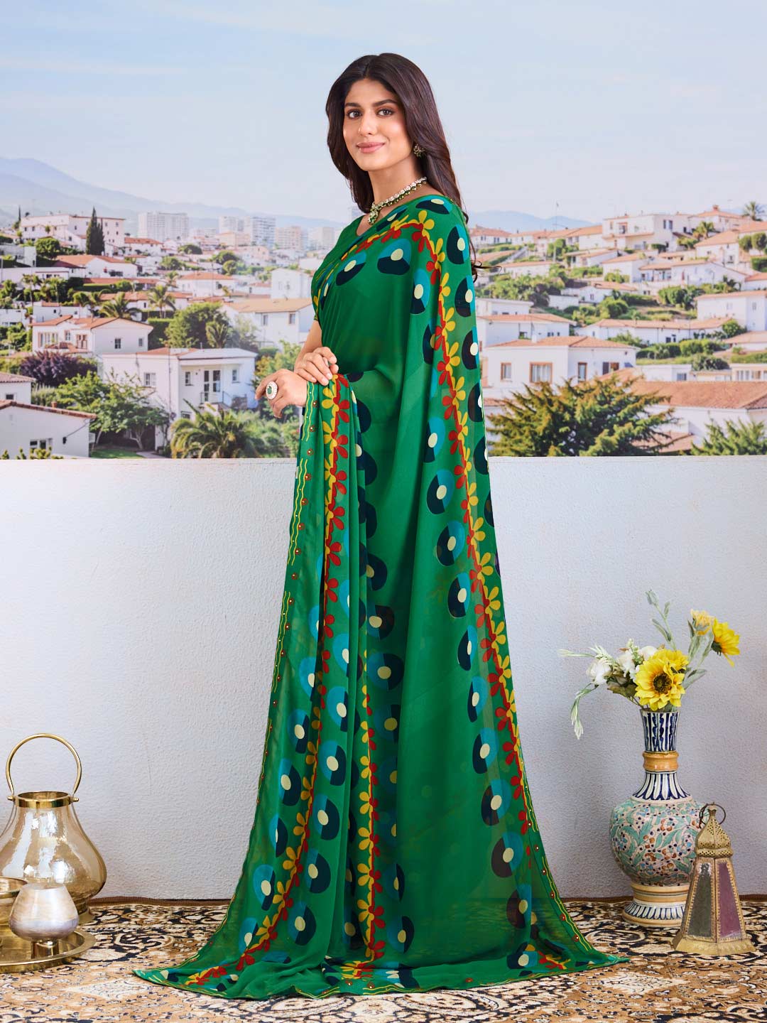 Trendy printed saree