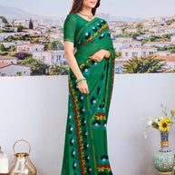 Stylish green georgette saree