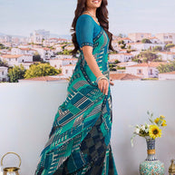 Stylish blue georgette saree