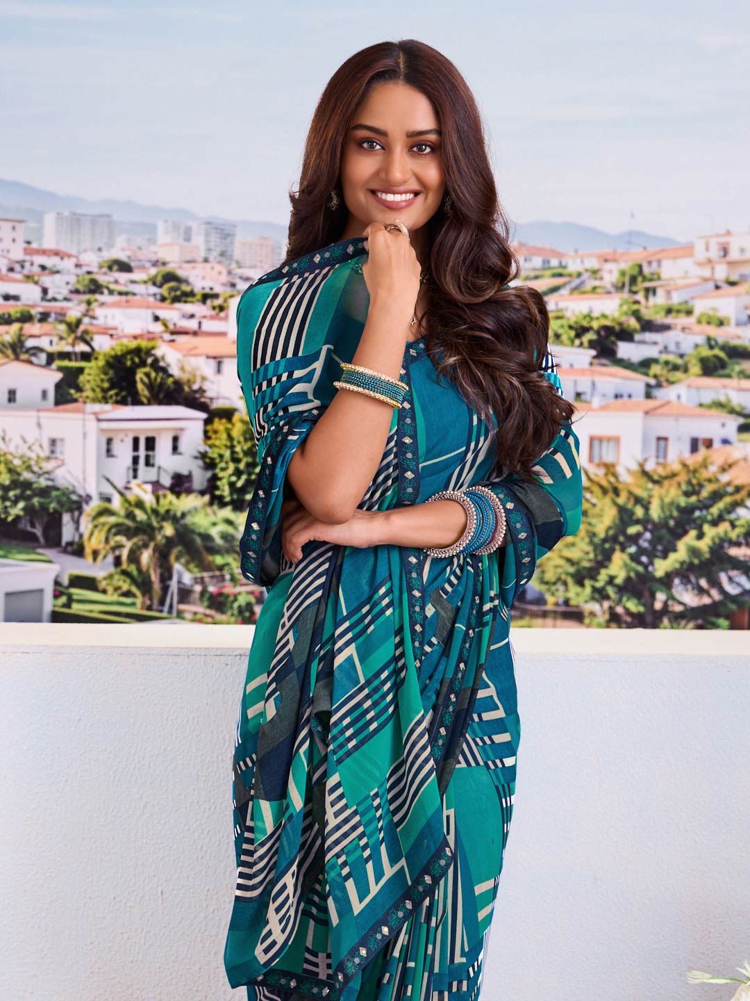 modern print saree