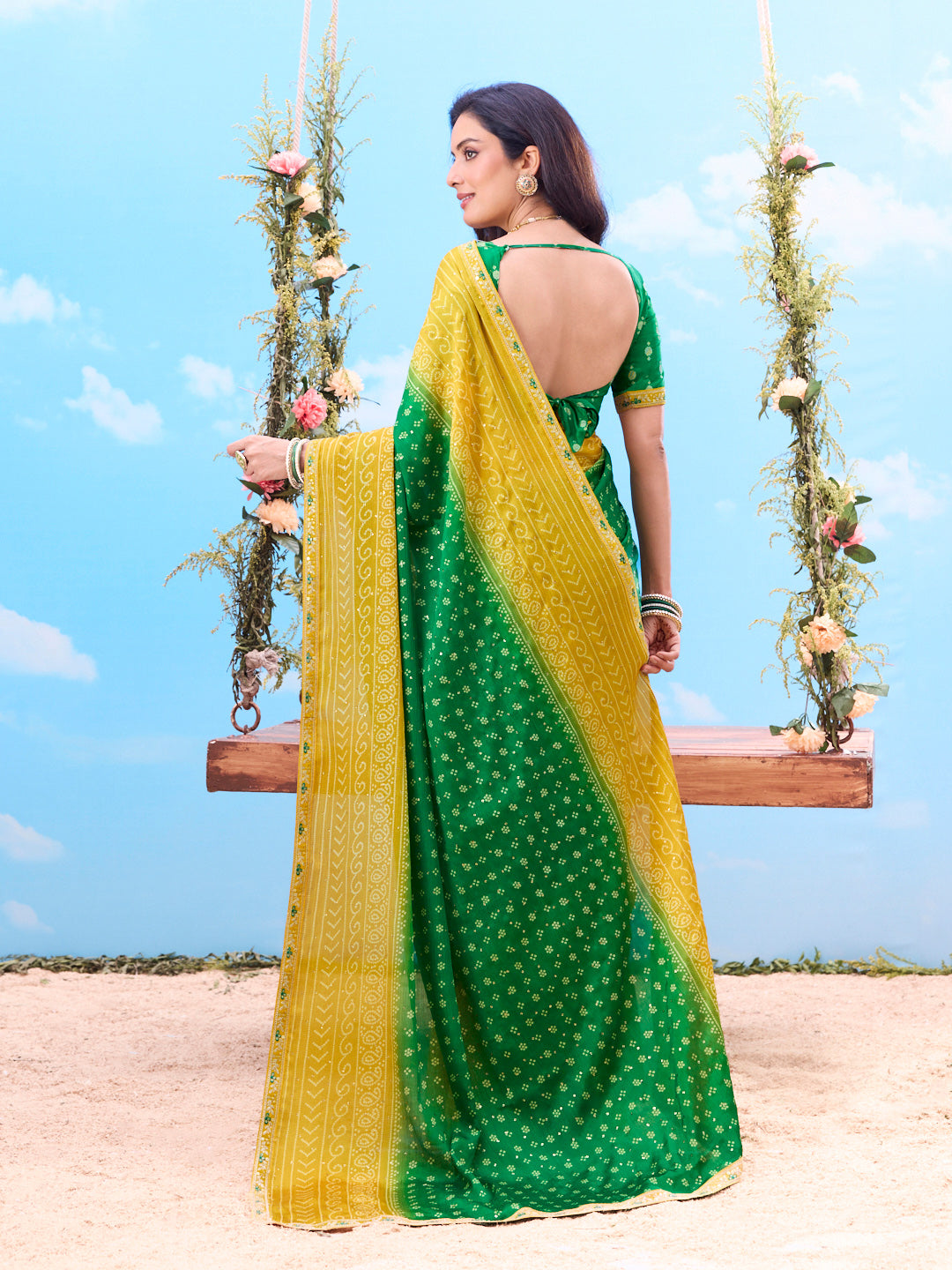 dark green saree