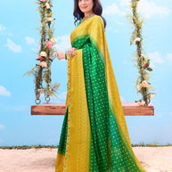 bottle green saree