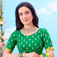 green saree contrast blouse