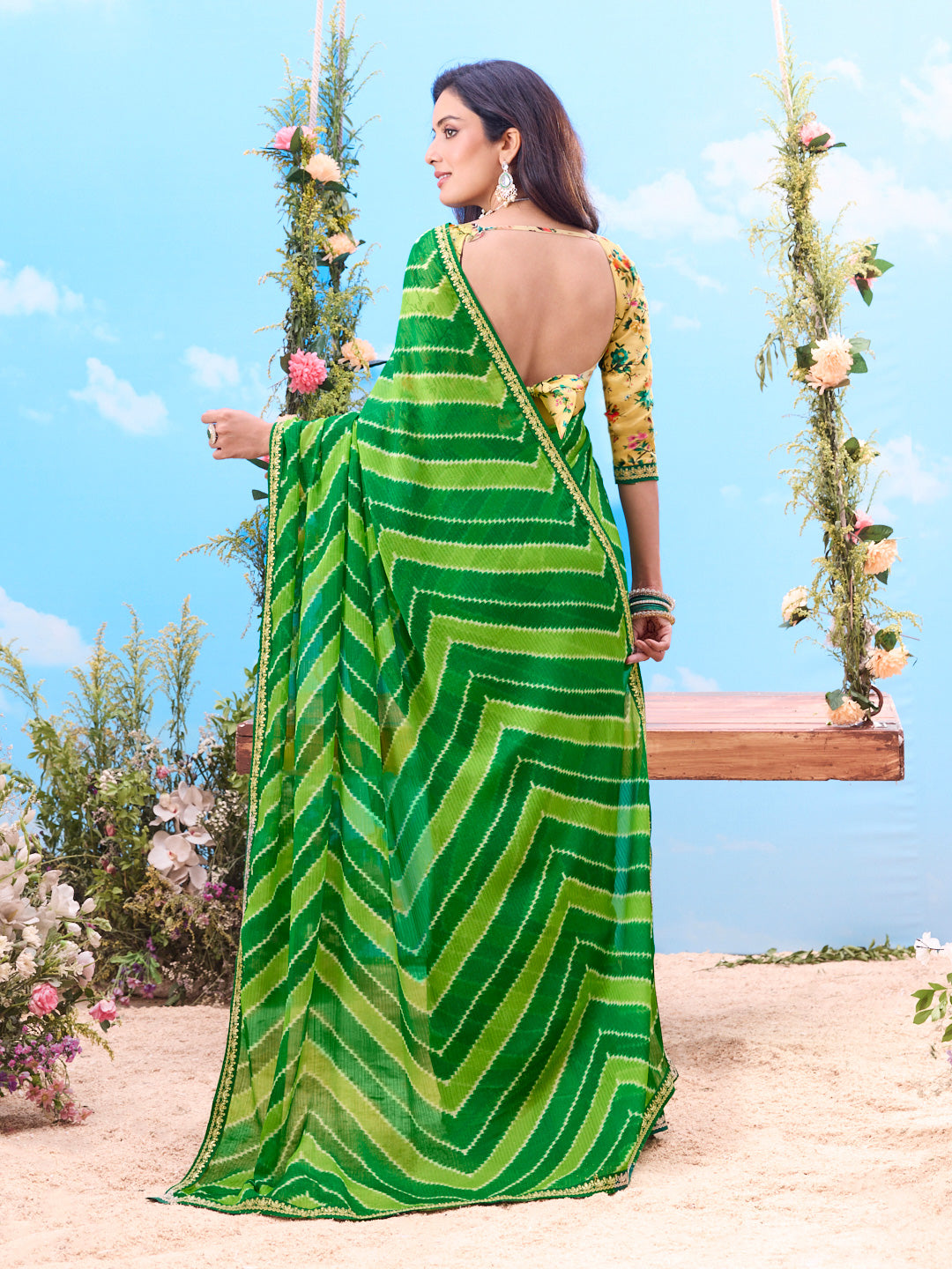 dark green saree