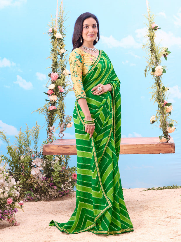 bottle green saree