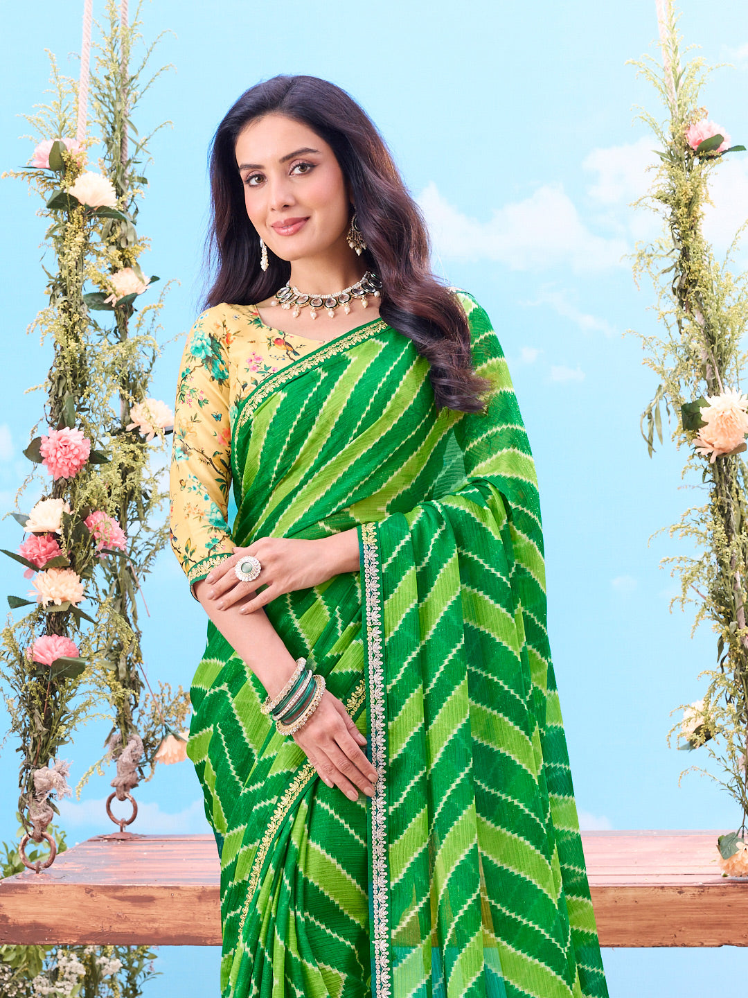green colour saree