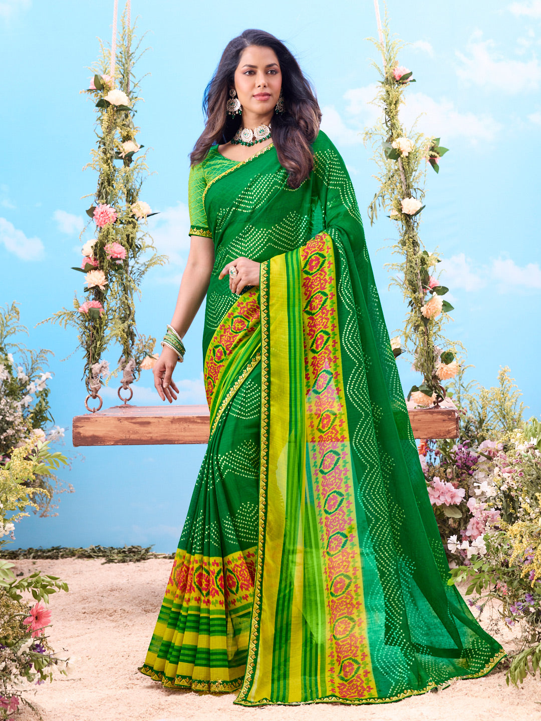 Green bandhani 