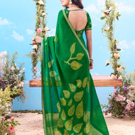 Green embroidered silk saree wedding wear