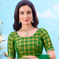 Green striped chiffon saree daily wear