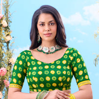 Green bandhani chiffon saree party wear