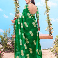 Green printed chiffon saree ethnic wear