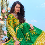 Green patterned cotton saree ethnic wear