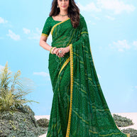 Laxmipati Gulshan Green Georgette Bandhani Printed Saree