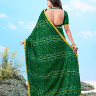 Laxmipati Gulshan Green Georgette Bandhani Printed Saree