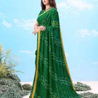Laxmipati Gulshan Green Georgette Bandhani Printed Saree