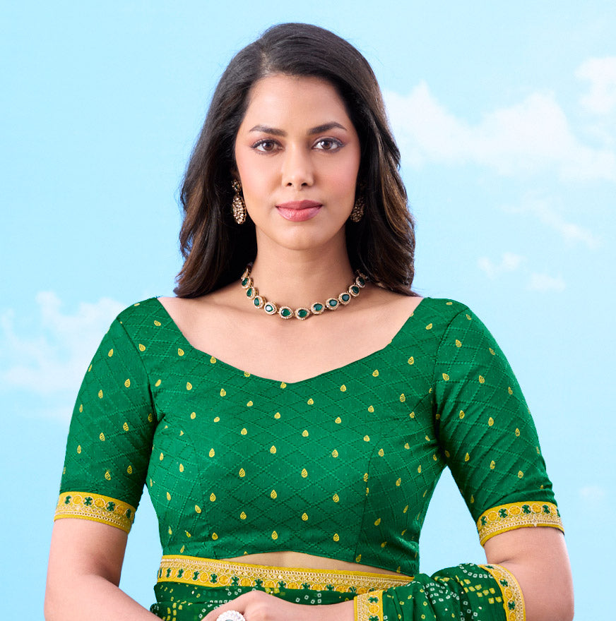 Laxmipati Gulshan Green Georgette Bandhani Printed Saree