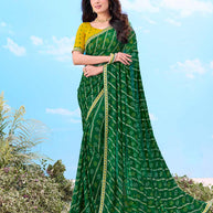 Laxmipati Gulshan Green Georgette Bandhani Printed Saree