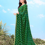 Laxmipati Gulshan Green Georgette Bandhani Printed Saree