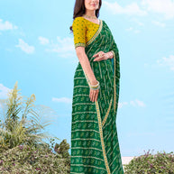 Laxmipati Gulshan Green Georgette Bandhani Printed Saree